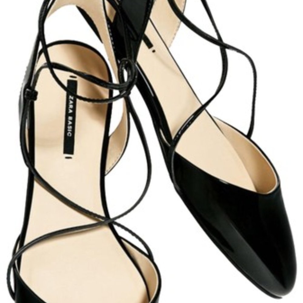 Black lace up zara sandals